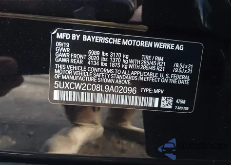 2020 BMW X7 xDrive40I z USA, uszkodzony, nr VIN 5UXCW2C08L9A02096
